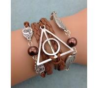 Bracelet Harry Potter - RDLM - Hiboux - Ailes - Simili et Cuir - Argenté