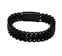 Bracelet Heideman Panzer Tra pour femmes - En acier inoxydable de haute qualité, couleur noir poli, bracelet multirangs avec fermoir magnétique, acier inoxydable, 0