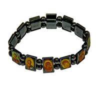 Bracelet hématite avec icônes religieux de saints