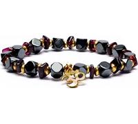 Bracelet hématite/grenat et om élastique -- 0,5 cm ; 7 cm