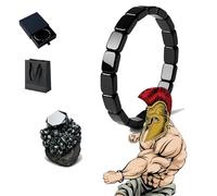 Bracelet Hemys pour homme en hématite : une touche masculine naturelle, une pierre légendaire - Inspiré des Romains et des Vikings (XL, convient aux poignets de 19,3 à 20,3 cm)