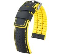 Bracelet Hirsch Robby L noir et jaune cuir de vachette 22 mm 0917294050-4-22