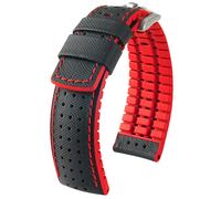 Bracelet Hirsch Robby L noir et rouge en cuir de vachette 22 mm 0912094050-4-22