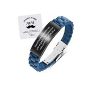 Bracelet Homme Acier Inoxydable et Noir Gravé Te Quiero El Mejor Papá - Cadeau Fête des Pères Anniversaire avec Écrin et Carte
