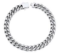 Bracelet Homme Argent Garçon Acier Inoxydable 23 cm Gourmette Maille Cubaine Grosse 7 mm Enfant Chaine Ado Collier Main Cadeau pour Lui