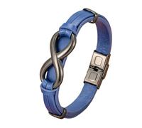 Bracelet Homme,Bracelet En Cuir De Qualité Supérieure pour Homme Bracelet Marron avec Nœud Infini Classique Fait À La Main Style Punk Cadeau pour Garçon Bijoux Accessoires Bleu 19 Cm