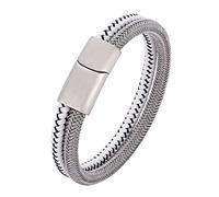 Bracelet Homme,Bracelets Pour Hommes,Bracelet En Cuir Tressé Simple À Double Brin Silveryr Accessoires De Mode Boucle Blanc Silveryr Bracelet En Cuir Bijoux À Breloques Pour Femmes Hommes Cadeau,2