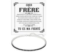 Bracelet Homme Cher Frère Argent Sterling 925 Anniversaire Idées Cadeaux pour lui, Bracelets Frères Tennis or Idée Cadeau Noël - Coffret avec DÉDICACE inclus (Bracelet Cher Frère ten)