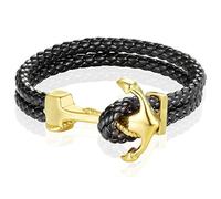 Bracelet Homme Cuir Ancre Mendes Or Noir - 19cm