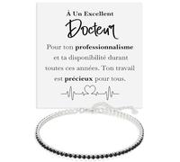 Bracelet Homme Docteur Argent Sterling 925 Anniversaire Idées Cadeaux pour lui, Bracelets Médecin Tennis or Idée Cadeau Noël - Coffret avec DÉDICACE inclus (Bracelet Docteur tennis)