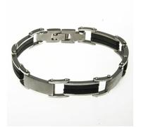 BRACELET HOMME EN ACIER INOXYDABLE ARGENT 100% Stainless Stel et CAOUTCHOUC PN 3916
