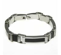 BRACELET HOMME EN ACIER INOXYDABLE ARGENT 100% Stainless Stel et CAOUTCHOUC PN 3918