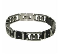 BRACELET HOMME EN ACIER INOXYDABLE ARGENT 100% Stainless Stel et CAOUTCHOUC PN 4003