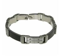 BRACELET HOMME EN ACIER INOXYDABLE ARGENT 100% Stainless Stel et CAOUTCHOUC PN 4004