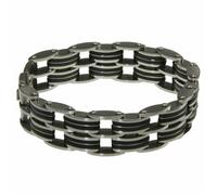 BRACELET HOMME EN ACIER INOXYDABLE ARGENT 100% Stainless Stel et CAOUTCHOUC PN 4023