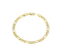 Bracelet - Homme/Femme - Maille Figaro - 20 cm - Plaqué Or Jaune 585/1000 - 3 Microns