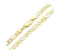 Bracelet - Homme/Femme - Maille Figaro - Triple - 19,5 cm - 5 mm - Plaqué Or Jaune 750/1000 - 3 Microns