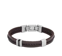Fossil Bracelet homme en acier inoxydable ou en cuir avec fermoir rabattable