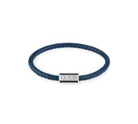 Bracelet Homme Guess Collection Acapulco - Cuir Véritable Tressé Bleu Marine Avec Plaque Logo Acier