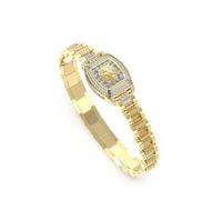 Bracelet Homme Guess Collection Lion King - Acier Inoxydable Doré Avec Tête De Lion Et Pavé De Cristaux