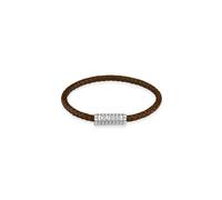 Bracelet Homme Guess Collection Mare Magnum - Cuir Véritable Tressé Marron Avec Plaque Acier Gravée