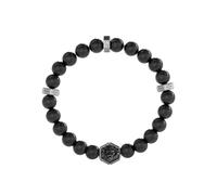 Bracelet Homme Guess Lion Jumb06005jwstbkt-U En Perles D'onyx Mat Et Acier Vieilli - Design Avec Tête De Lion