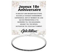 Bracelet Homme Idée Cadeau 18 ans Anniversaire Argent Sterling 925 modèle Tennis Cadeau pour lui Fête Événement spécial Anniversaires - Coffret avec DÉDICACE inclus (18 Joyeux anniversaire tennis)
