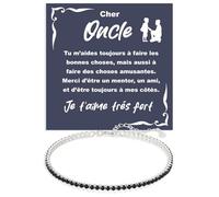 Bracelet Homme Oncle Argent Sterling 925 Anniversaire Idées Cadeaux pour lui, Oncles Tennis Brillants or Idée Cadeau Noël de la part d’un neveu - Coffret avec DÉDICACE inclus (Bracelet Oncle tennis 1)