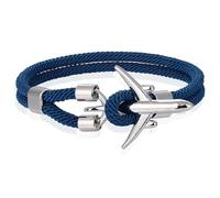 Bracelet Homme Paracord Avion Ancre Argent Bleu Clair-19cm