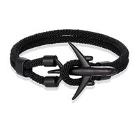 Bracelet Homme Paracord Avion Ancre Noir-19cm