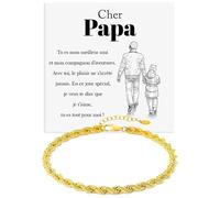Bracelet Homme pour Papa Corde Finition Or 18k en Argent Sterling 925 Cadeau Anniversaire Noël Cadeaux pour lui Fête des Pères - Coffret avec DÉDICACE inclus (papa corde d'or 5)