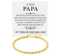 Bracelet Homme pour Papa Corde Finition Or 18k en Argent Sterling 925 Cadeau anniversaire Noël Cadeaux pour lui Fête des Pères - Coffret avec DÉDICACE inclus (papa corde d'or)