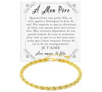 Bracelet Homme pour Papa Corde Finition Or 18k en Argent Sterling 925 Cadeau Anniversaire Noël Cadeaux pour lui Fête des Pères - Coffret avec DÉDICACE inclus (papa corde d'or 6)