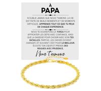 Bracelet Homme pour Papa Corde Finition Or 18k en Argent Sterling 925 Cadeau anniversaire Noël Cadeaux pour lui Fête des Pères - Coffret avec DÉDICACE inclus (papa corde d'or 1)