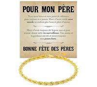 Bracelet Homme pour Papa Corde Finition Or 18k en Argent Sterling 925 Cadeau Anniversaire Noël Cadeaux pour lui Fête des Pères - Coffret avec DÉDICACE inclus (papa corde d'or 3)
