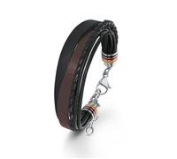 Bracelet Homme S OLIVER SO1468/1 - Cuir / Acier inoxydable - Noir - Argenté