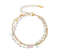 Bracelet Hommes Bracelet Messages Anneaux Plated Bead Pearl Bracelets Stacked Jewelry Paperback Chain Bracelets Gold Bracelets Are Suitable For Girls' Fashion Jewelry Jonc Élastique (Pink, One Size)