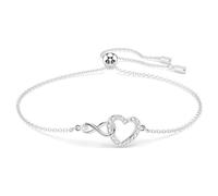 Bracelet Hyperbola, Infini et cœur, Blanc, Métal rhodié OS