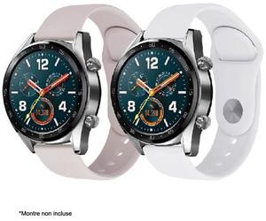 Bracelet IBROZ Samsung/Huawei SoftTouch 22mm blanc+rose