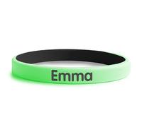 Bracelet Identification Bicolore pour Enfants - Bracelet SOS Personnalisable avec Prénom+Numéro de Téléphone - Bracelet de Sécurité pour éviter que votre enfant ne se perde. (Vert - Noir)