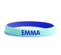 Bracelet Identification Bicolore pour Enfants - Bracelet SOS Personnalisable avec Prénom+Numéro de Téléphone - Bracelet de Sécurité pour éviter que votre enfant ne se perde. (Turquoise - Bleu Foncé)