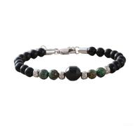 Bracelet œil de chat de 6 mm en pierre naturelle turquoise africaine - Élastique - Chakra - Accessoire de méditation unisexe (C)