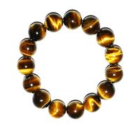 Bracelet œil de tigre 18 mm pour homme et femme | Bijou fait main en cristal naturel jaune, marron, doré, pour la prospérité et la confiance, chakra du plexus solaire