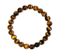 Bracelet œil de tigre 8 mm pour homme et femme - Bijoux en pierres précieuses naturelles, fait main, marron et doré, protection du chakra du plexus solaire, prospérité, abondance, empilage