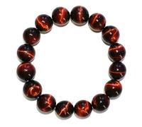 Bracelet œil de tigre rouge de 14 mm pour homme et femme | Pierres précieuses naturelles de guérison chakra racine | Convient pour un poignet solide de 22,9 cm | Apportez chance et fortune | Cadeau