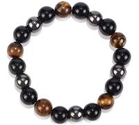 Bracelet œil de tigre triple protection en hématite et obsidienne noire ? Sorcière sorcière à énergie négative - Noir et marron Joli et attrayant