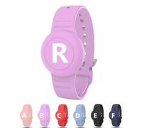 Bracelet imperméable pour AirTag enfants, support de lettre initiale cachée personnalisée compatible avec Air Tag, coque en silicone pour Airtag traqueur GPS anti-perte réglable pour tout-petits