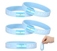 Bracelet Imprimé Drapeau du Pays 5 Pièces en Silicone pour Matchs Sportifs | Confortable à Porter, Lot de Cinq, pour Rencontres Internationales et Terrain de Sport, Style Fan