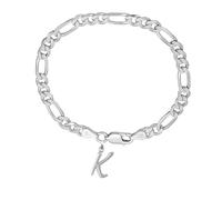 Bracelet indien 92,5 % pur argent sterling er figaro chaîne avec lettres de l'alphabet, métal, sans pierre précieuse