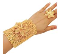 Bracelet indien Dubaï en forme de fleur creuse - Couleur dorée - Bijoux de mariage éthiopiens